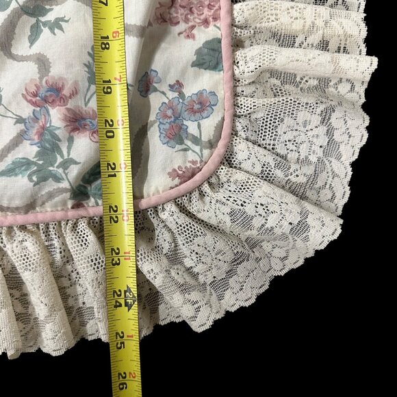 Vintage King Size Pillowcases Croscil Floral Ruffles Lace 1980s USA Pink Cream - Picture 9 of 9